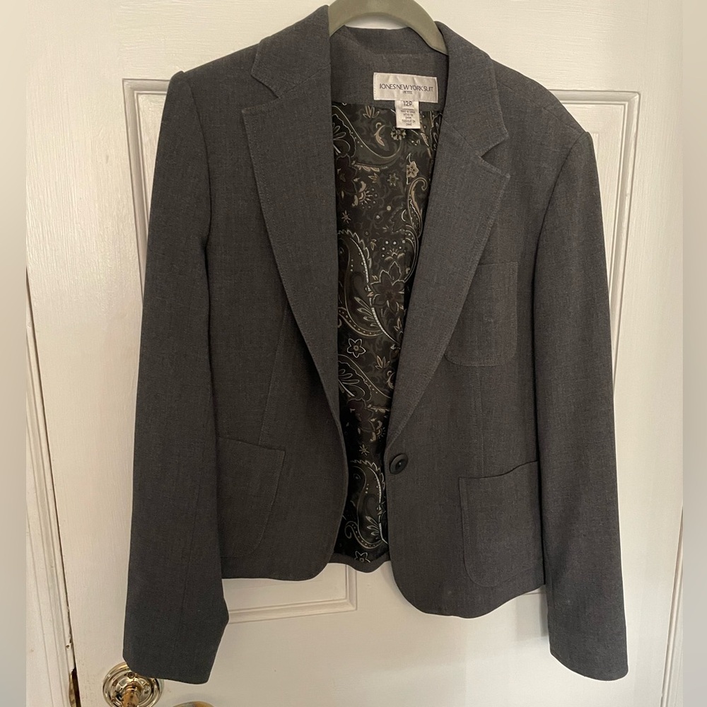 Jones New York dark grey suit blazer